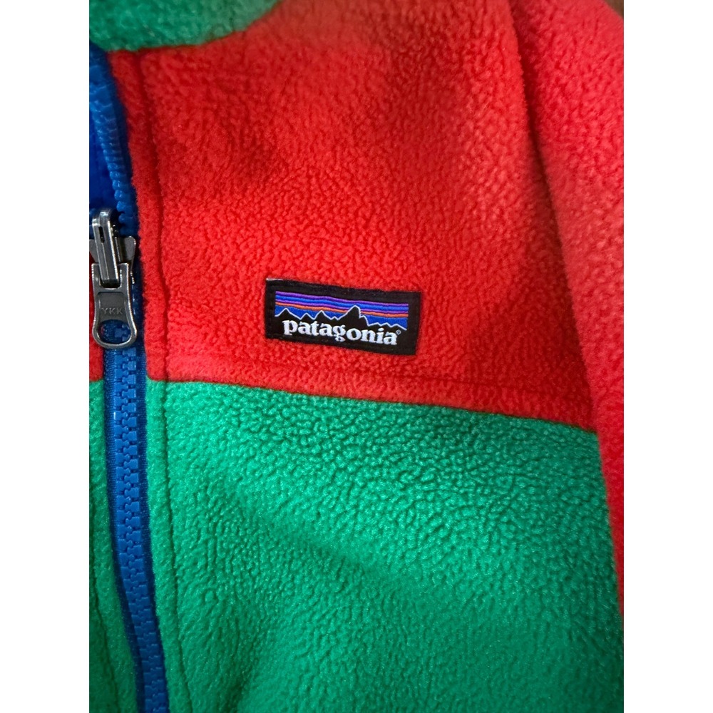 Patagonia Kids Fleece Jacket Reversible Red Green Blue Outdoor 18-24 Month - Picture 3 of 6